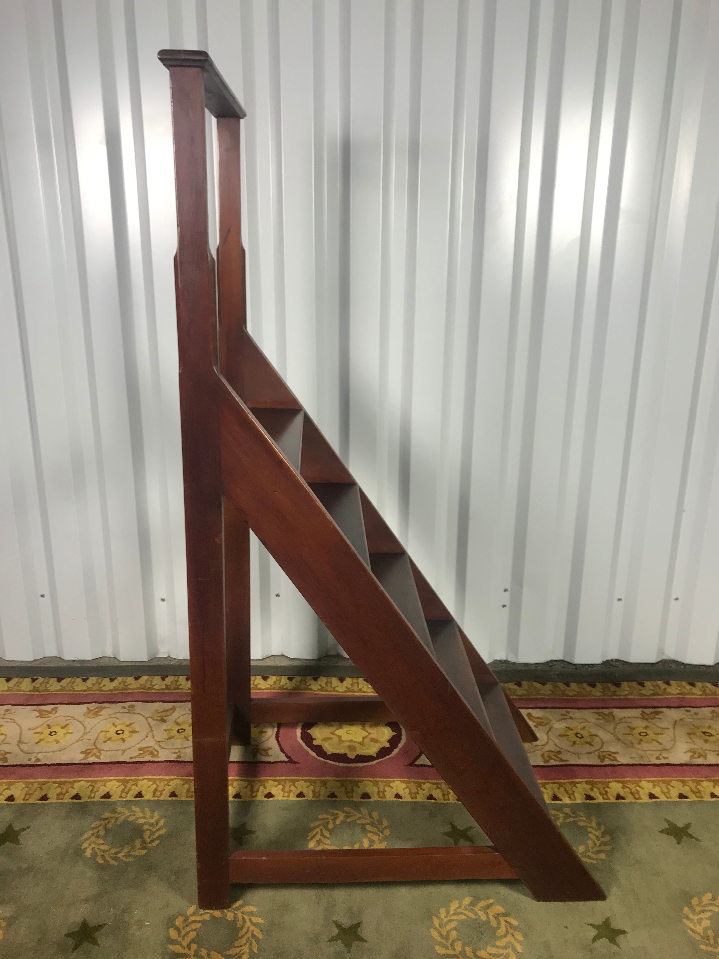 Massive mahogany library ladder