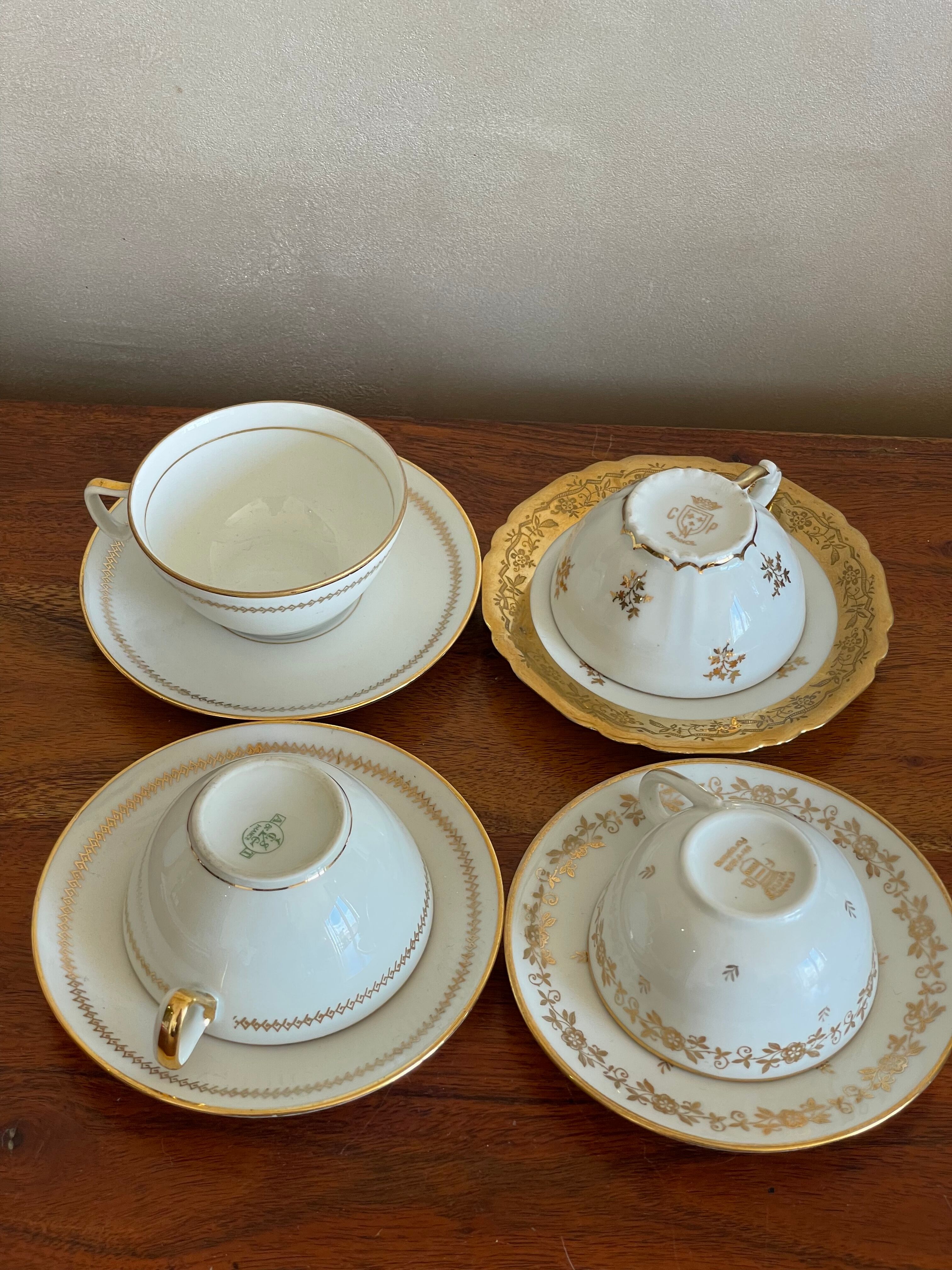 4 cups and under golden cups Limoges porcelain