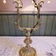 France Vintage - Old Lamp in golden brass with lampshade - Country chic, Shabby chic