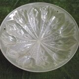 French Art Deco White Pate De Verre Platformer With Abstract Tulip Design 5145