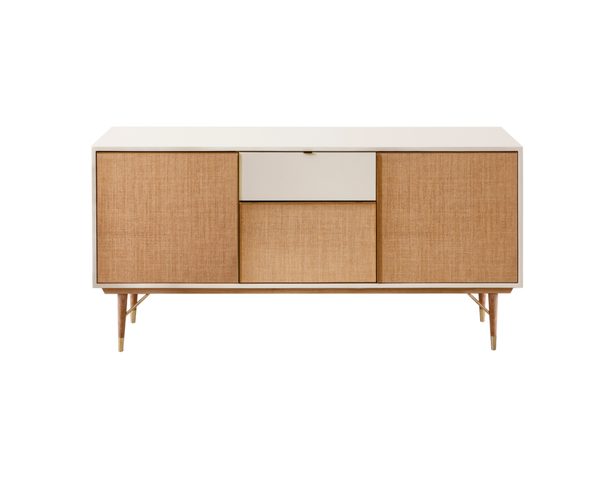 Enfilade Capri, low buffet in lacquer and rattan, brand Red Edition.