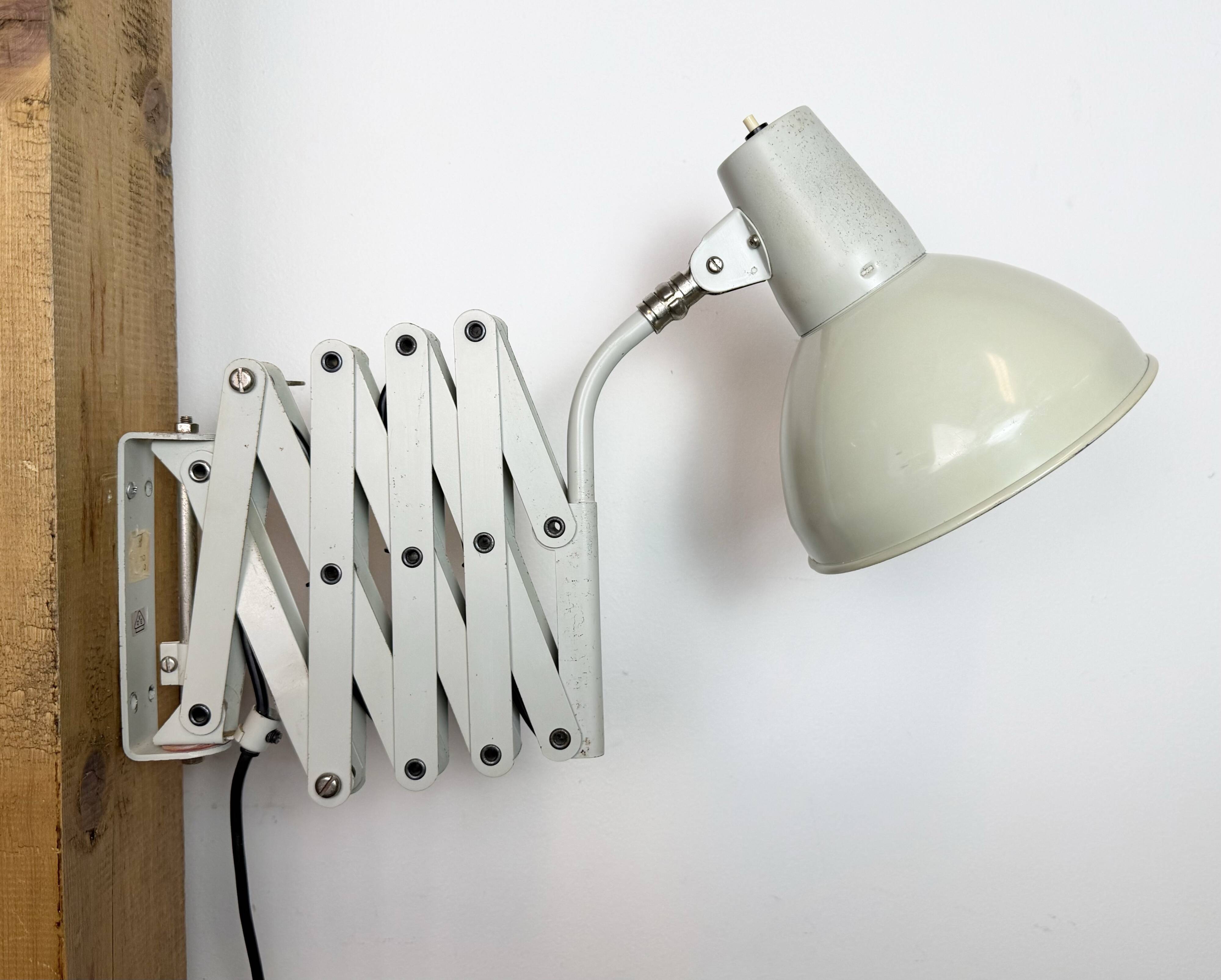Grey German Industrial Scissor Wall Lamp from SIS, 1960s