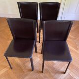 Lot 4 chairs moka cinna brown leather