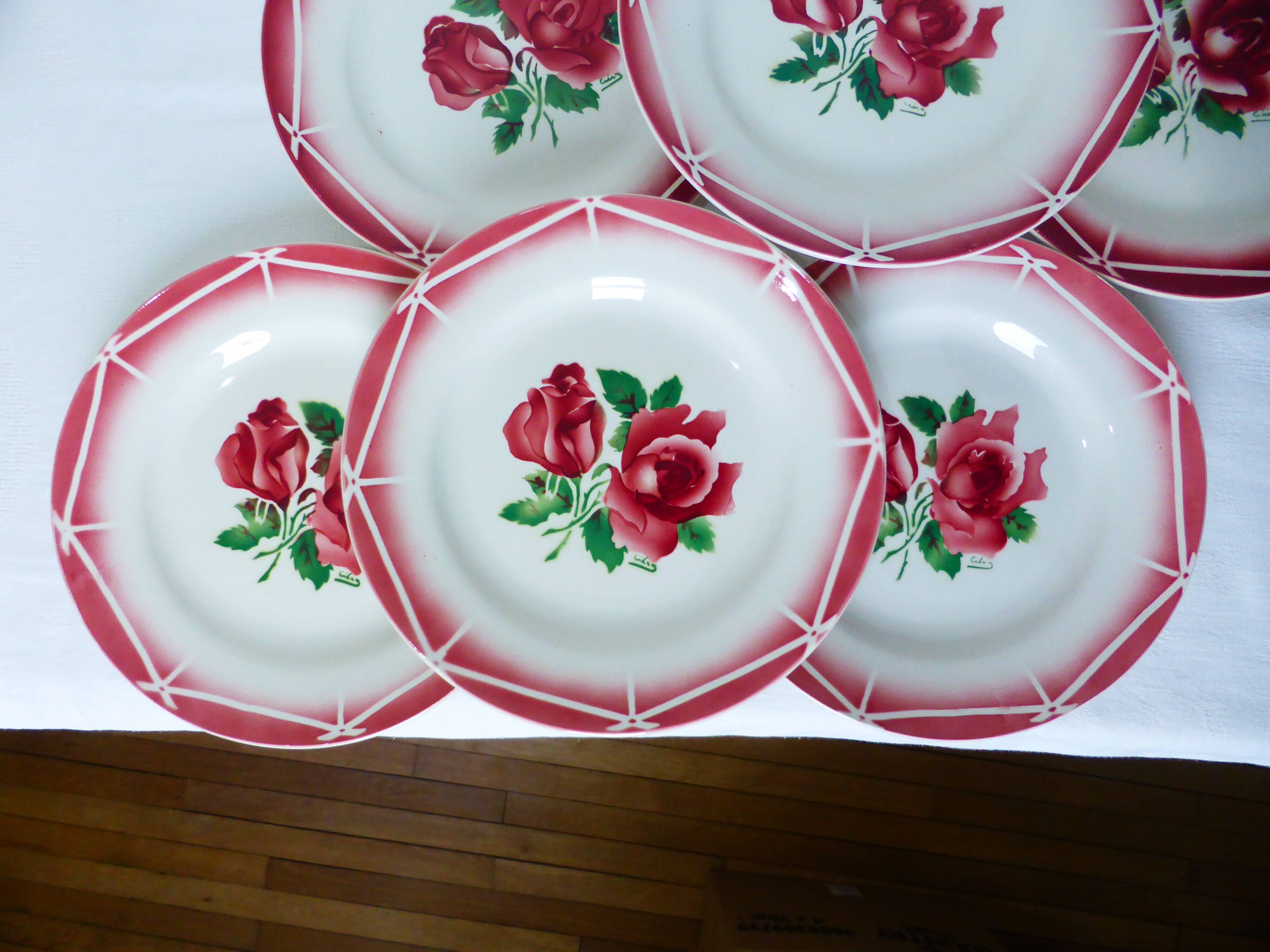 6 assiettes plates vintage de Digoin Sarreguemines modèle Cibon 210365