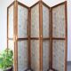 Wood and cashmere fabric screen