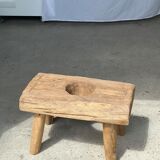 Side table in blond teak openwork tray