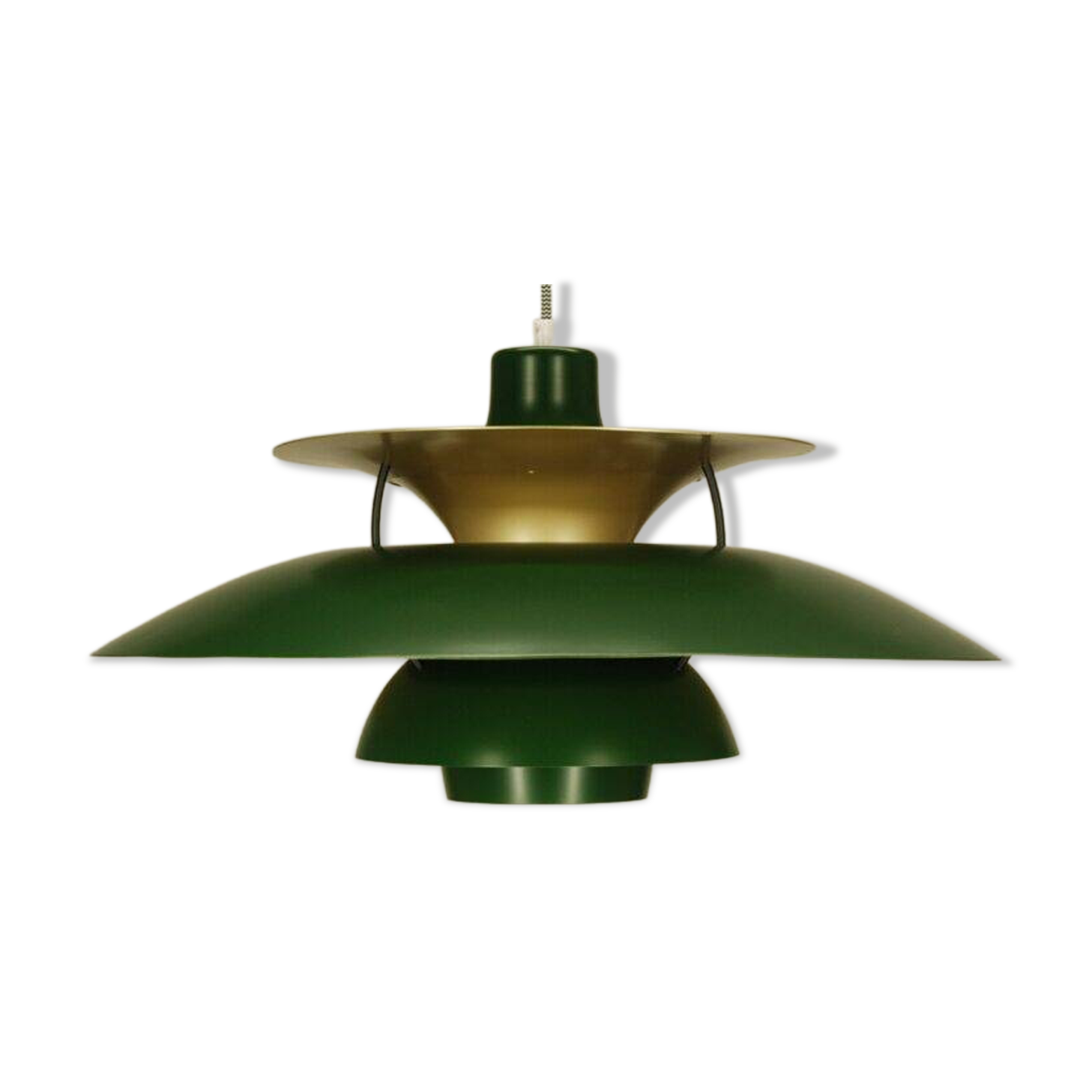 Suspension PH5 verte et dorée par Louis Poulsen pour Poul Henningsen