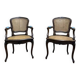 Paire de fauteuils de style Louis XV en cannage