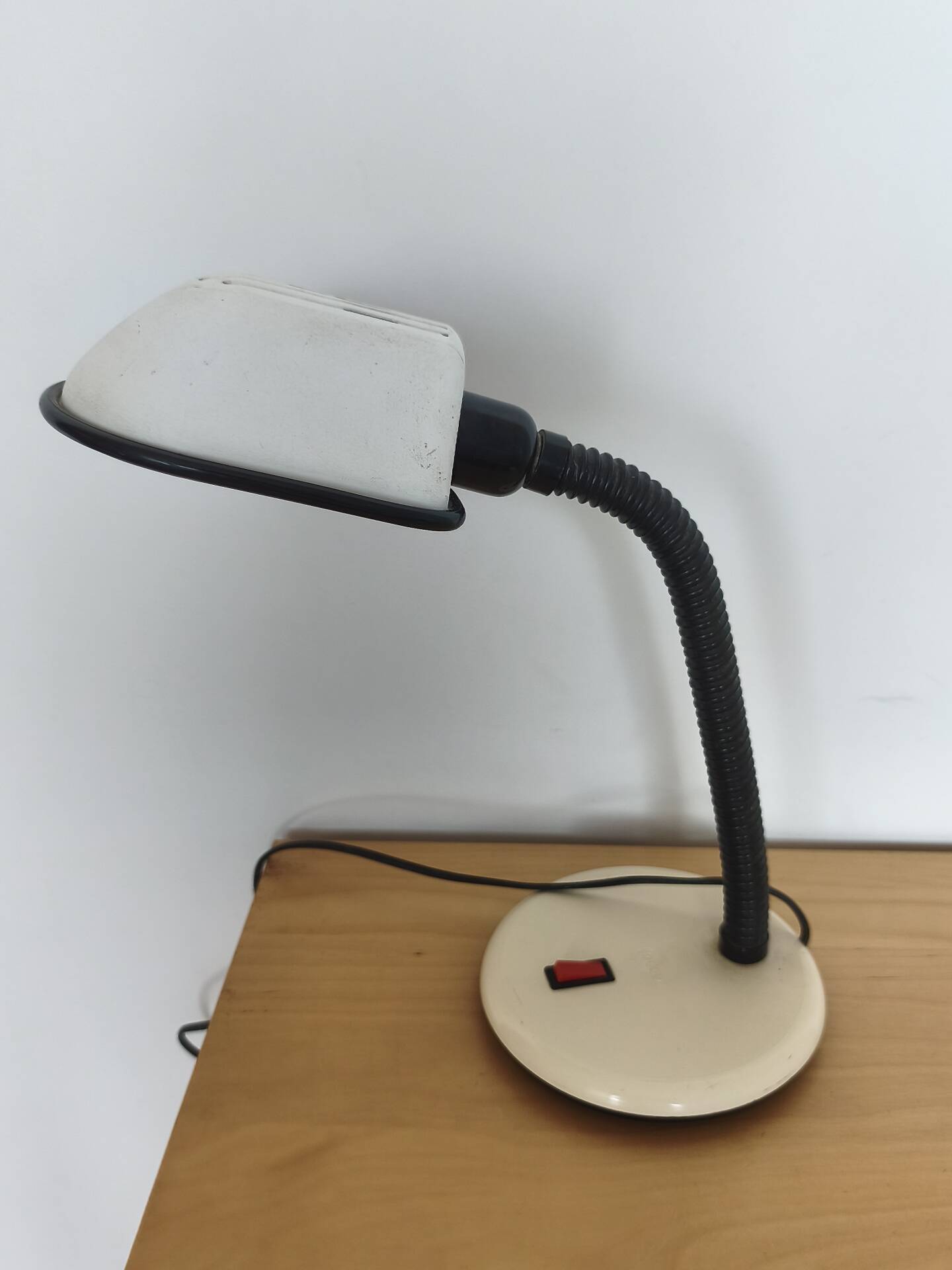 Lampe bureau blanche noire  bras articulé vintage