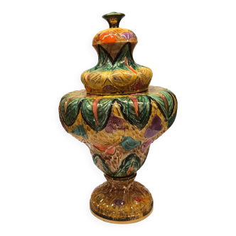 H. Becquet Quaregnon master style vase decorated with birds of paradise