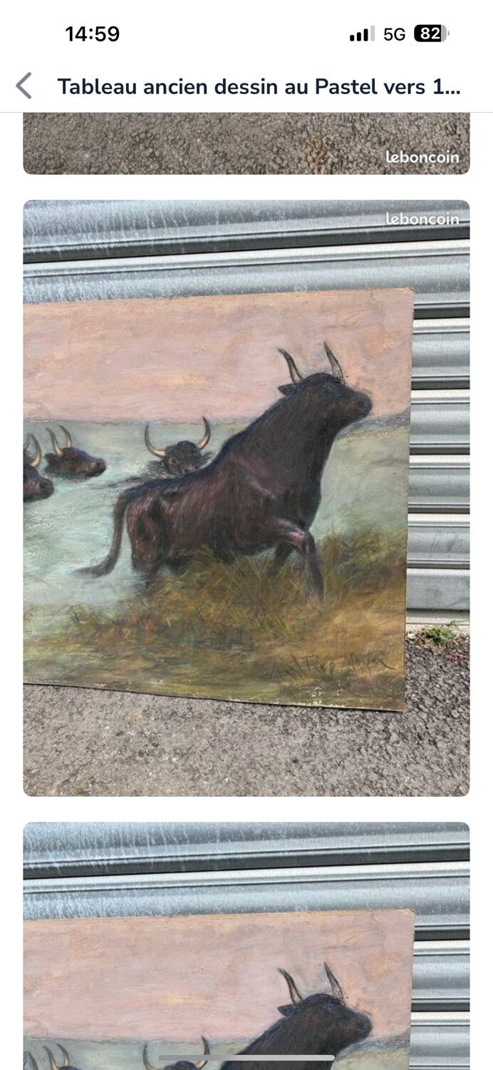 Old pastel signed Théo Mayan: "In Camargue" (early 1900)
