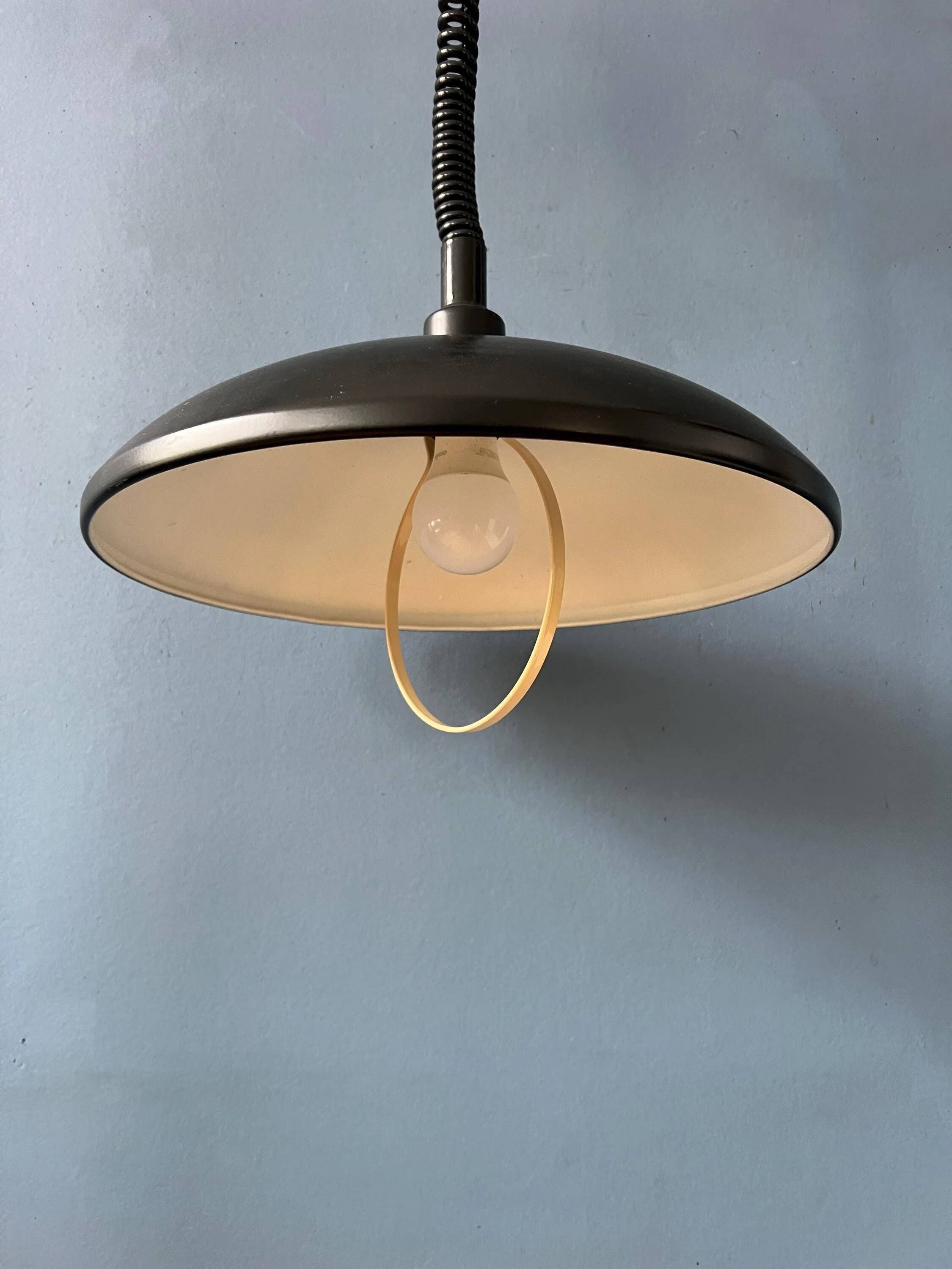 Black oval metal pendant Mid-Century