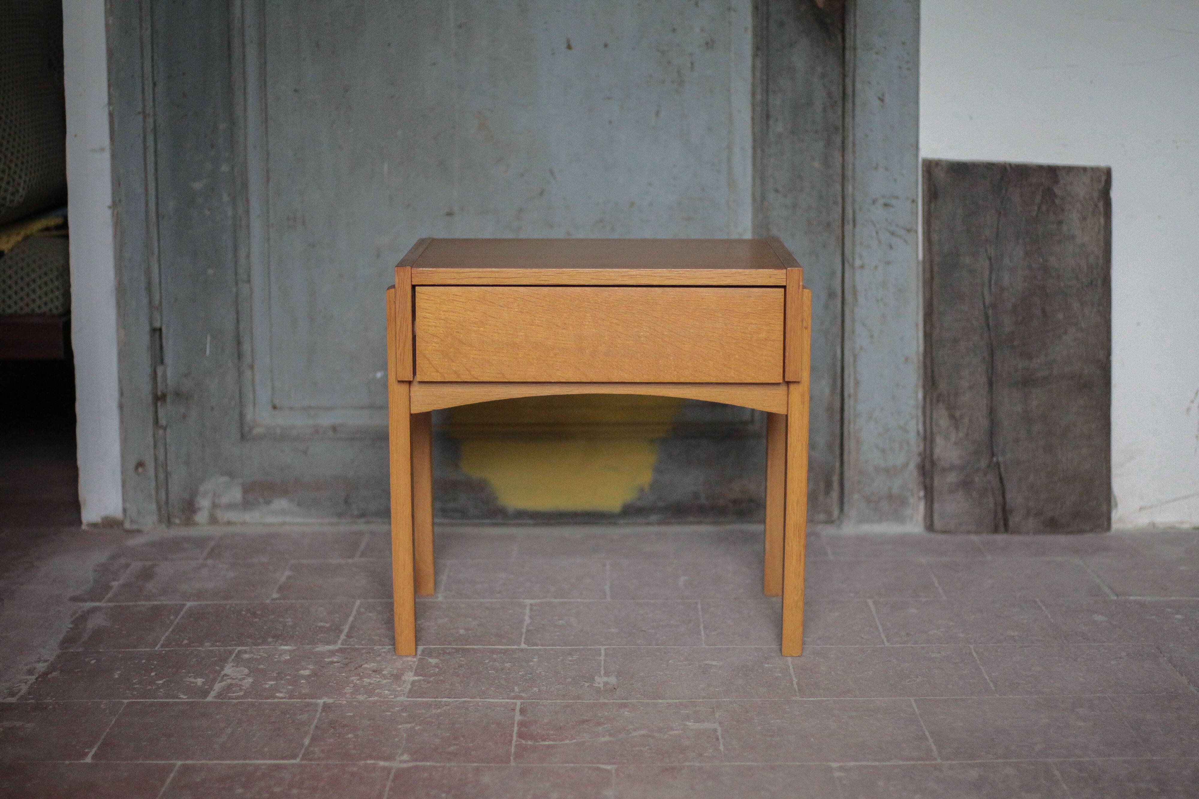 Vintage wooden bedside table, nightstand, side table, modernist.