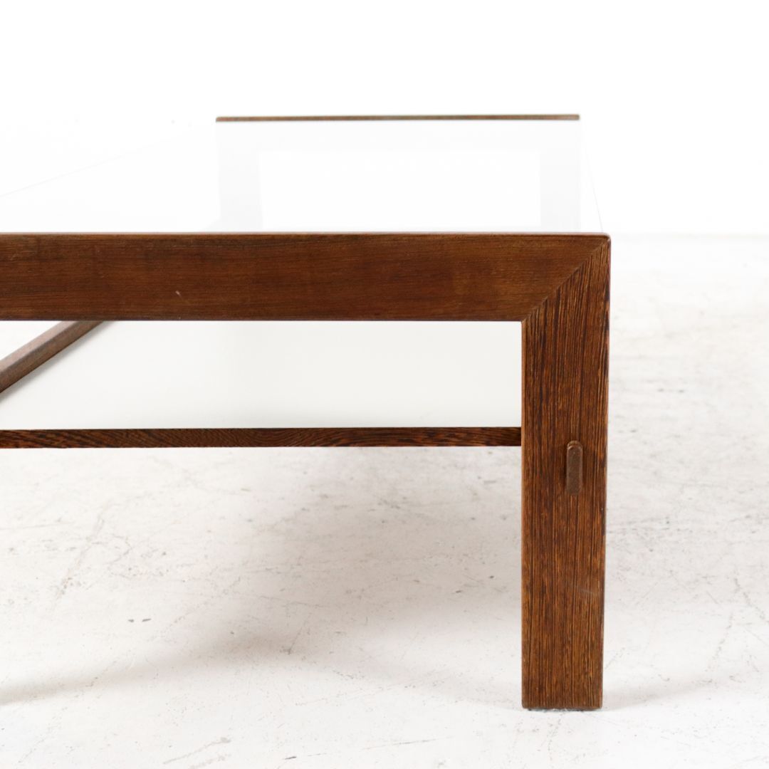 Table basse wengé & verre fumé