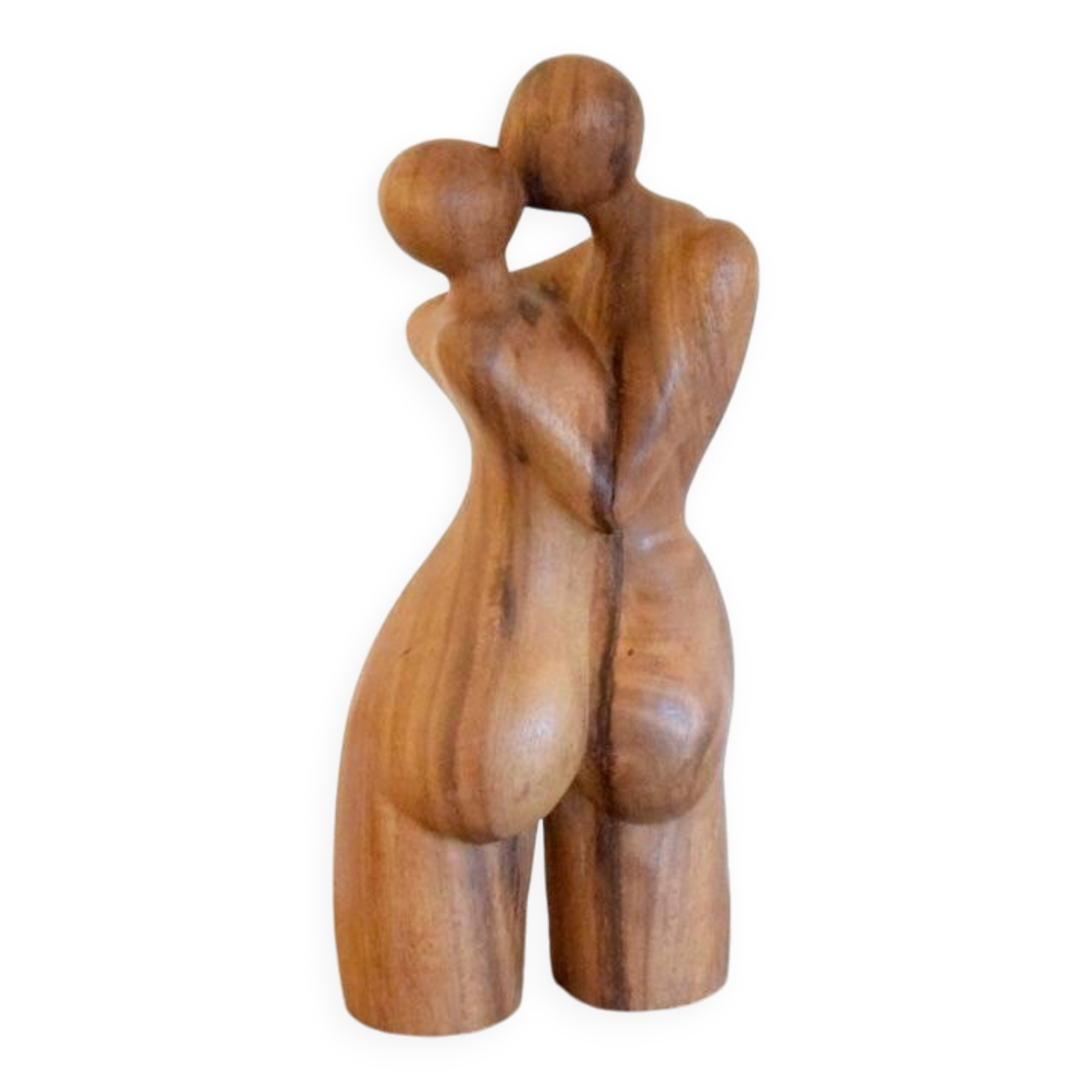Le baiser sculpture en bois