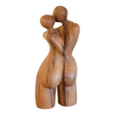 Le baiser sculpture en bois