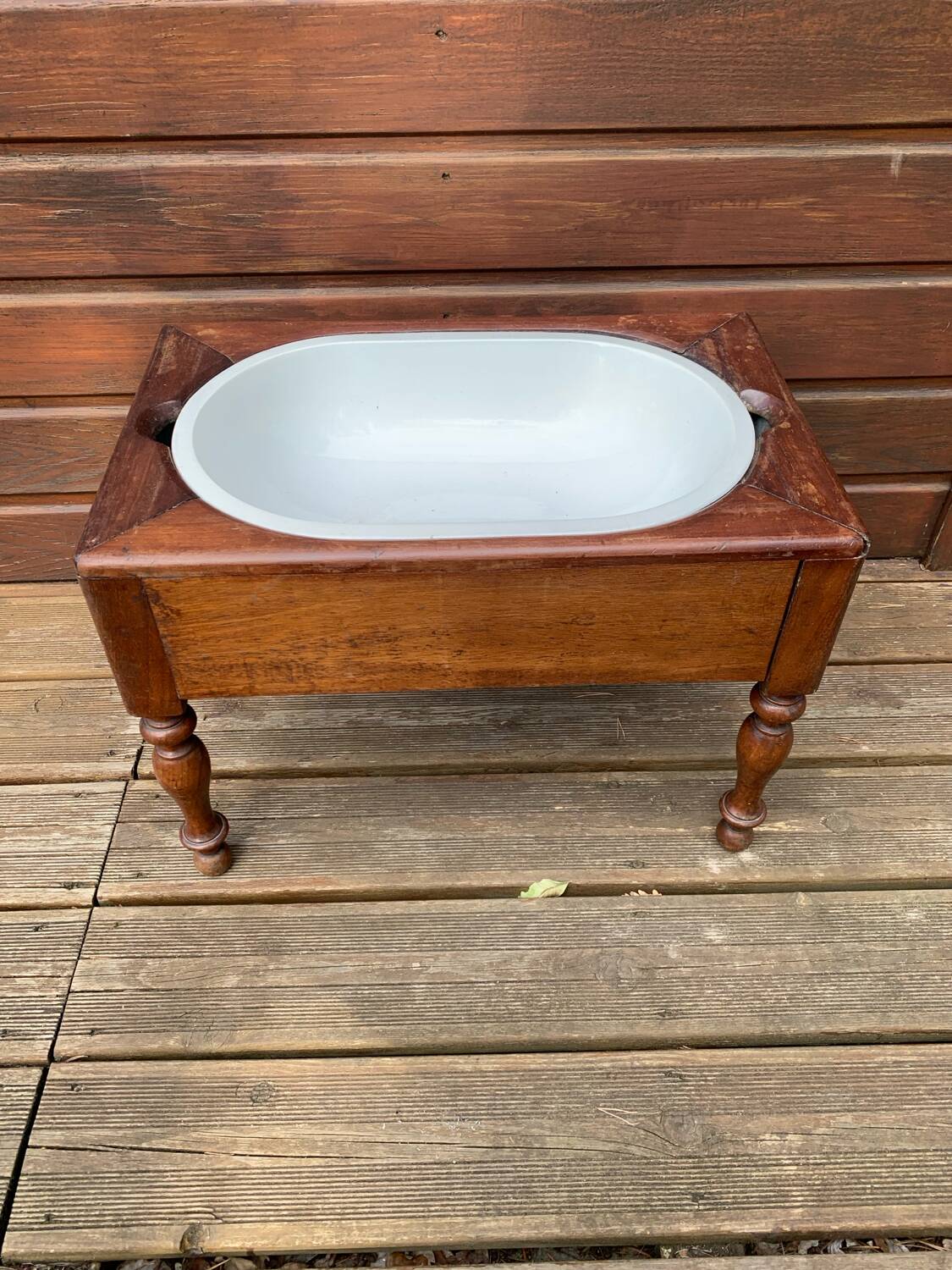 Antique bidet circa 1900, wood and porcelain