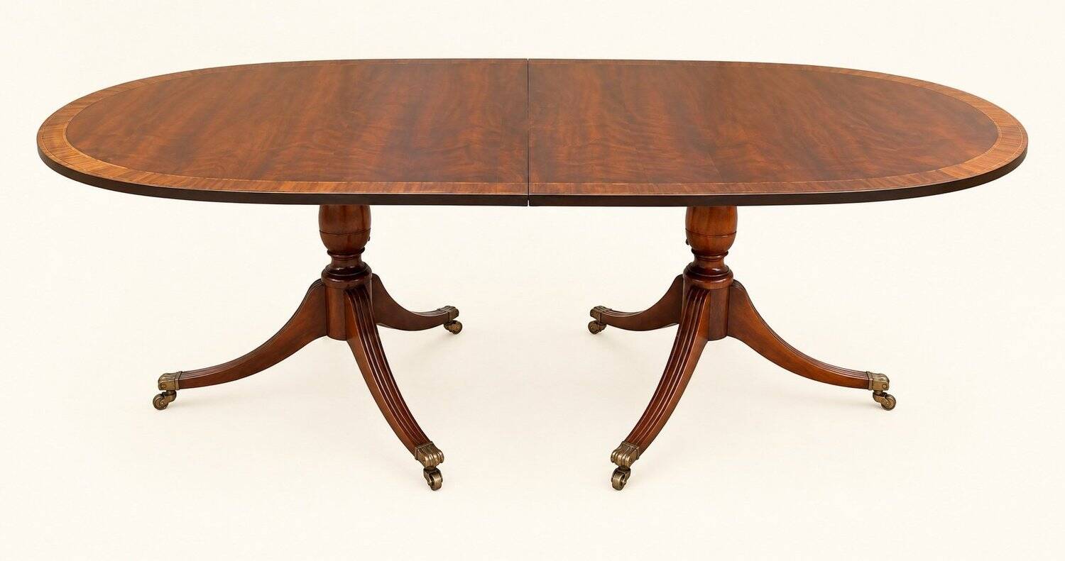 Large Extendable English Table Mahogany Regency Style Claw Feet Brass