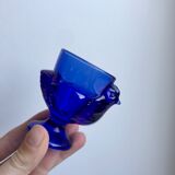 Set of 5 shells model hens in glass color royal blue 70s