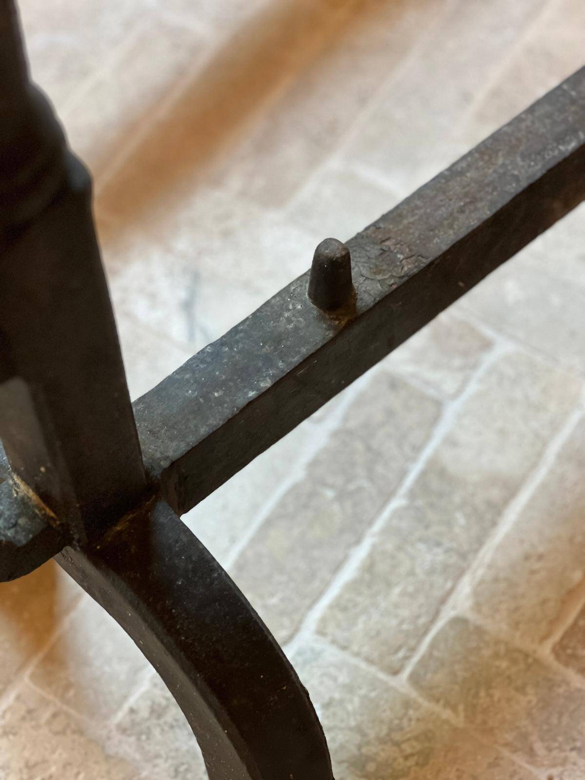 Pair of andirons called Landiers in cast iron 19th century.
