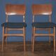 Pair of Danish teak chairs in petrol blue-green, 1960s