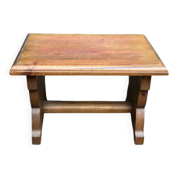 Petit tabouret de pied en bois massif de chêne type ferme