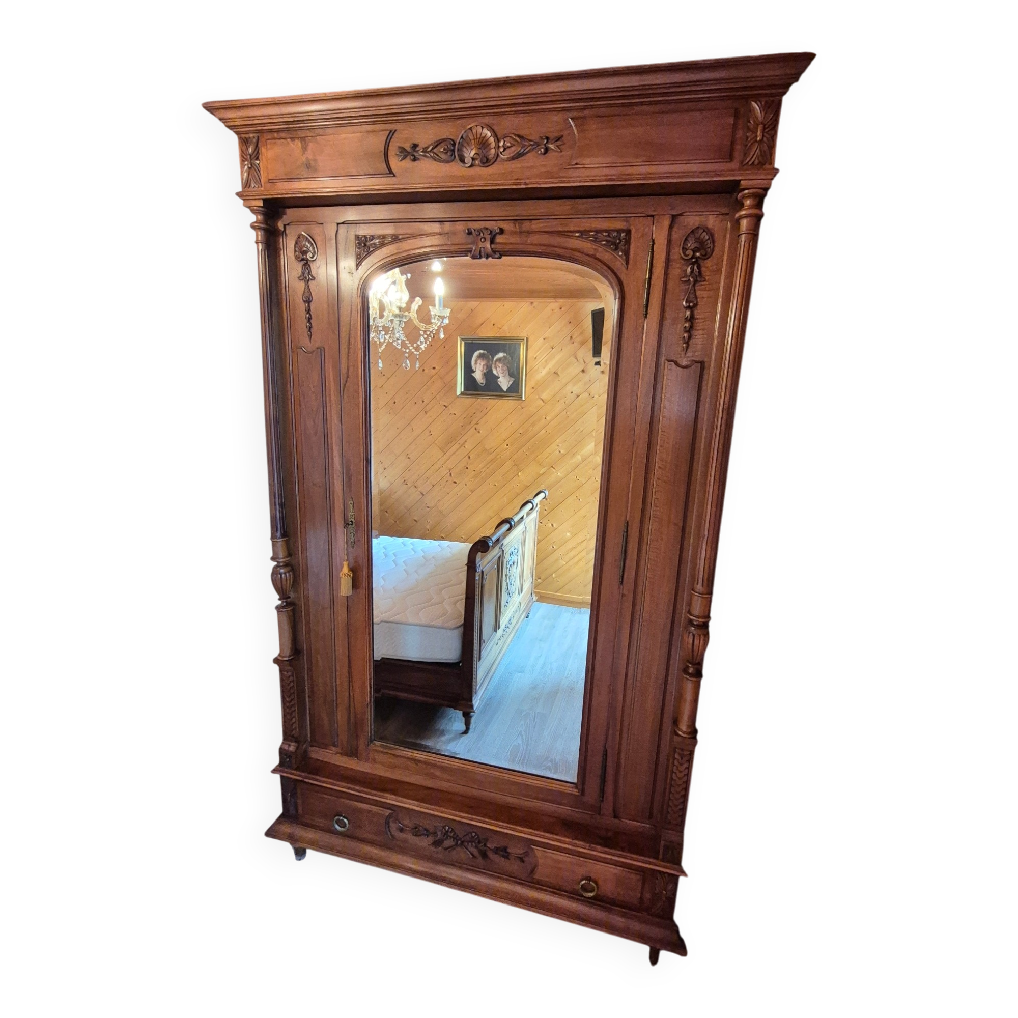 Antique carved wardrobe – solid wood Louis Philippe style