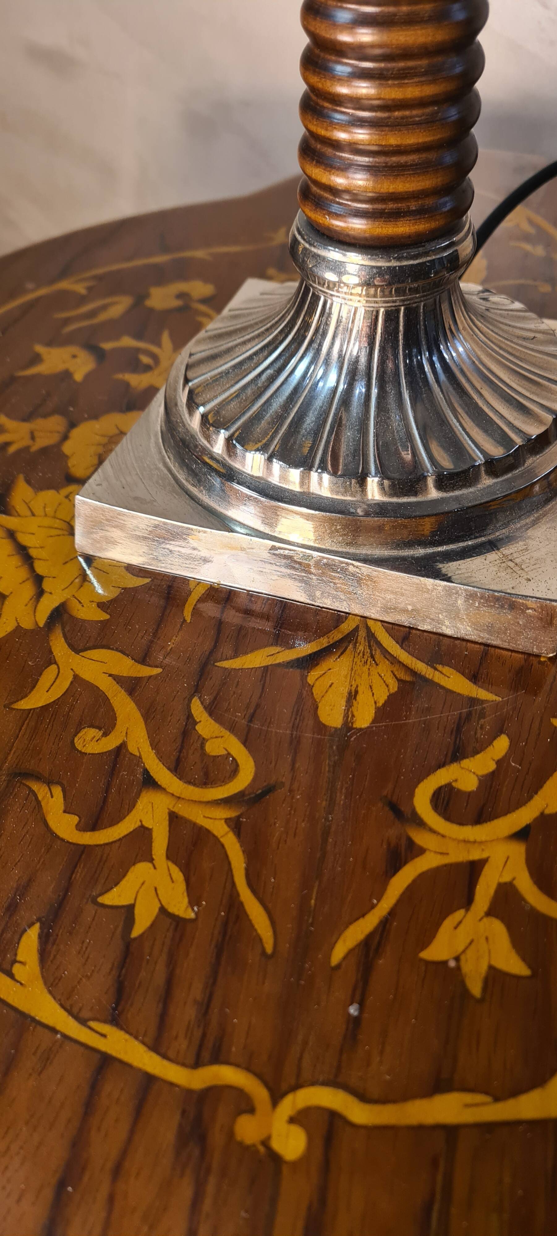 Striped wood lamp on silver base 70x25 classic 60s