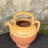 Gargoulette, Provencal jug in artisanal pottery and yellow enamel