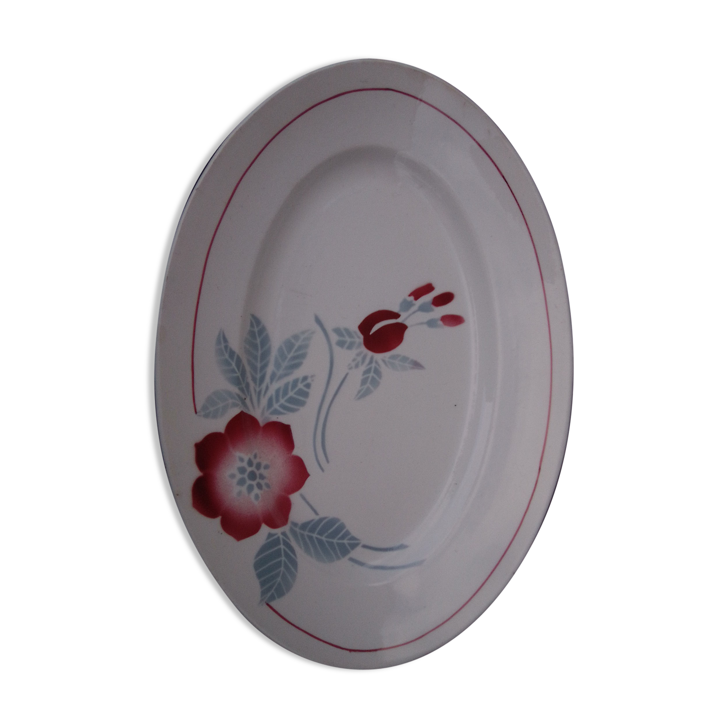 Flat oval red flower L 27 cm