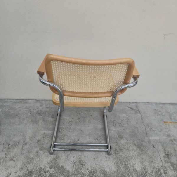 Fauteuil style breuer en cannage d'origine vintage