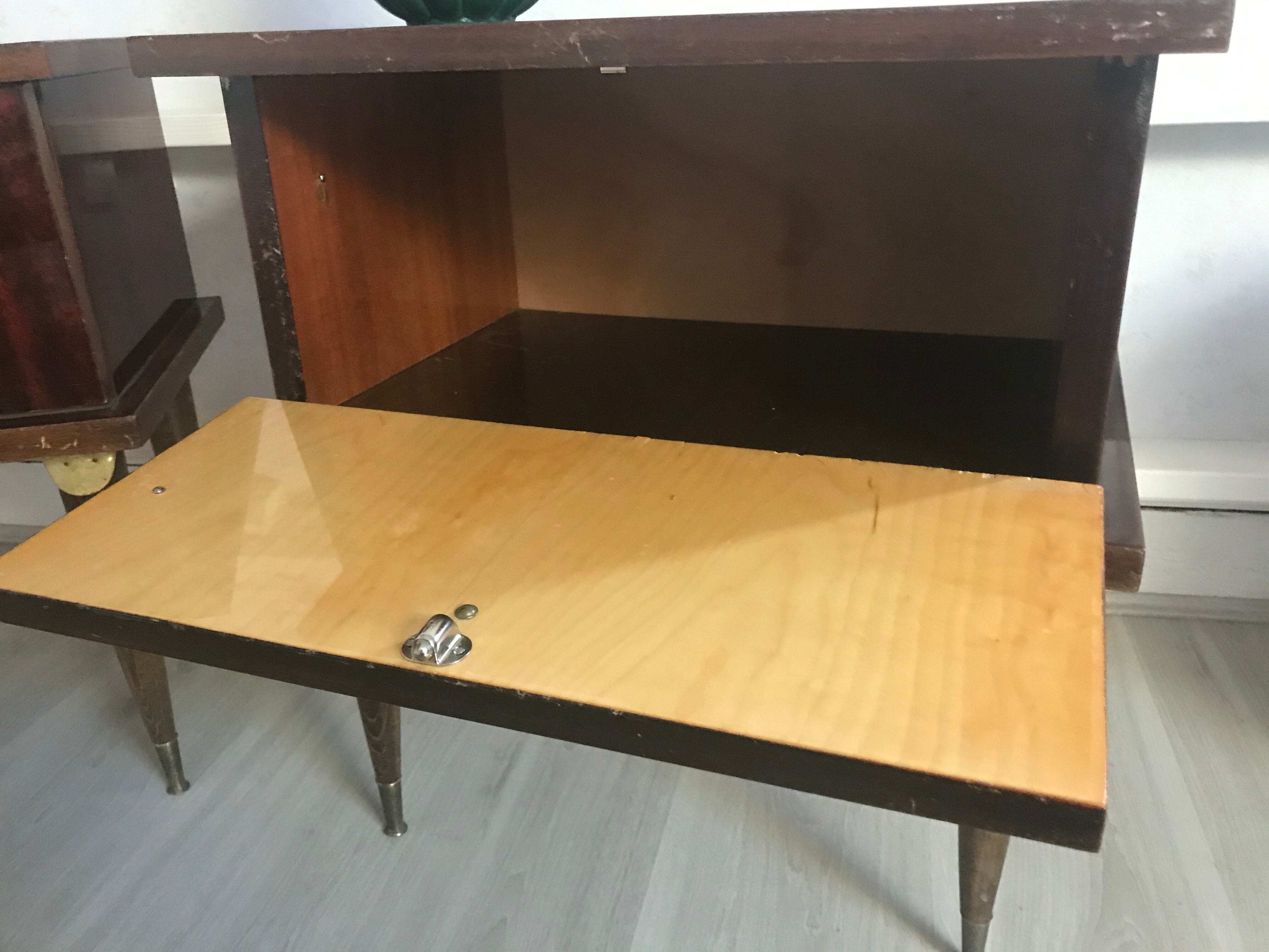 Lot of 2 bedsides in formica brown 1960