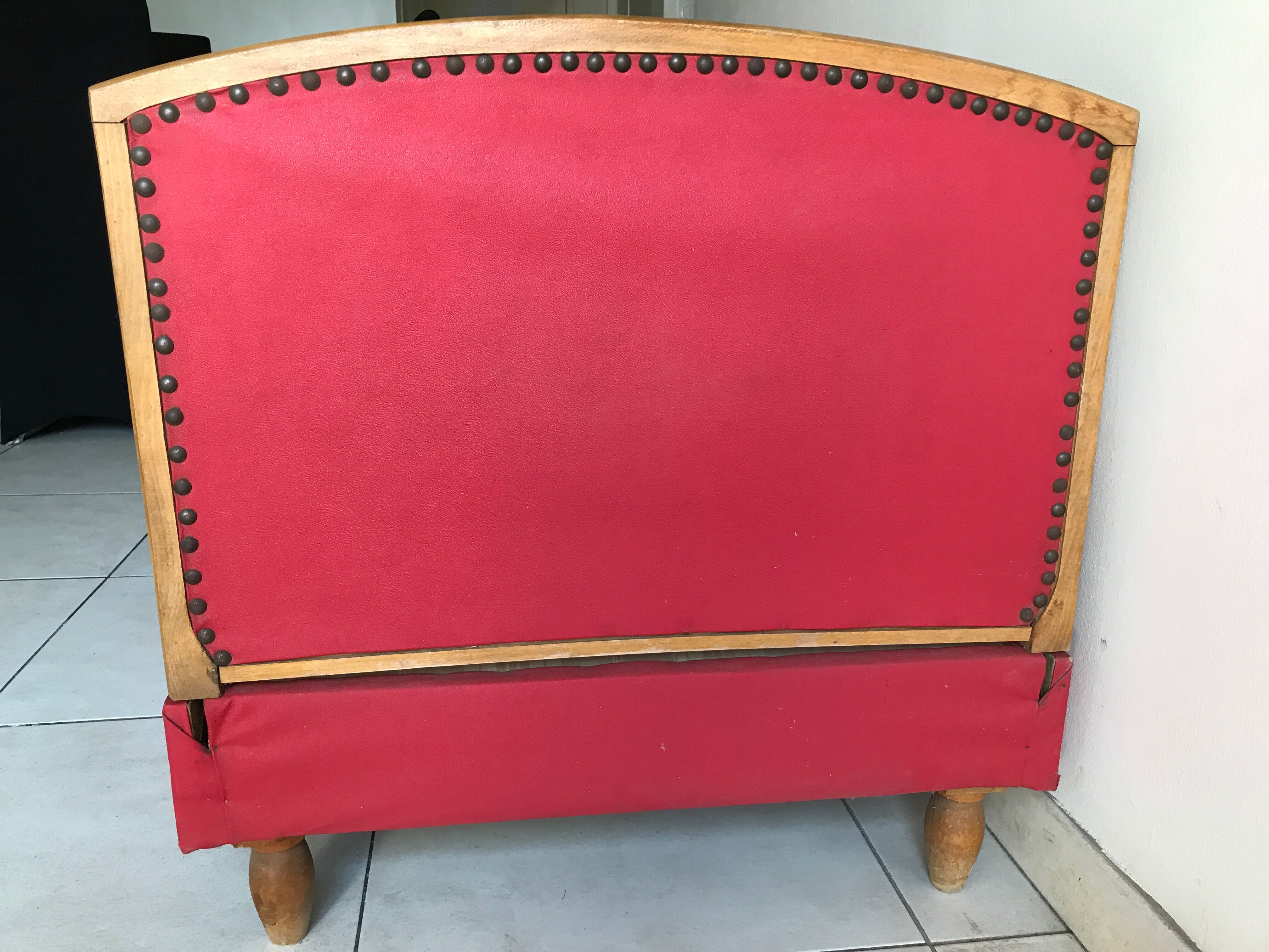 Vintage red padded bench