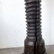 Solid oak press stool, metal base, 19th century.