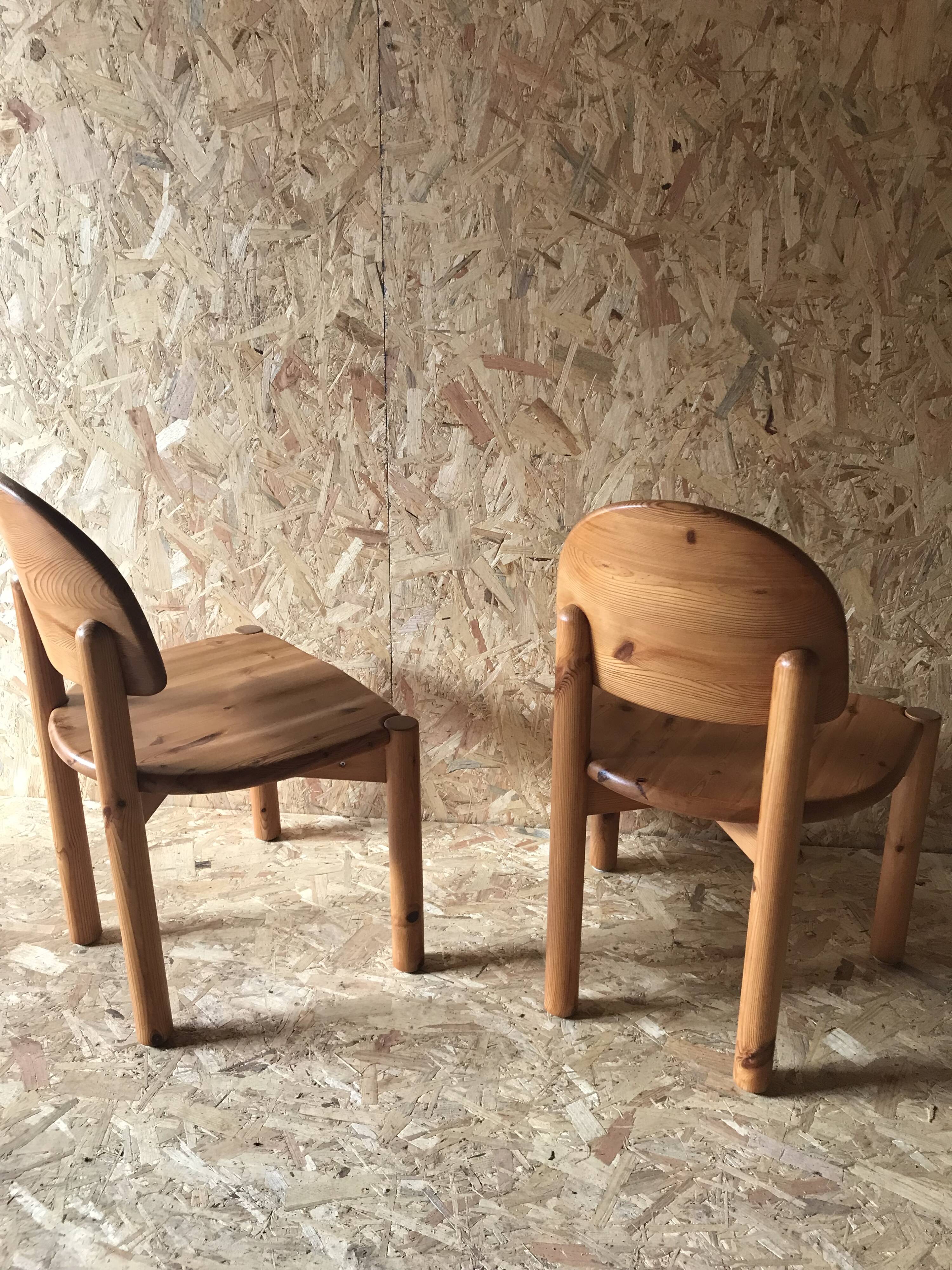 Pair of solid pine chairs by Rainer Daumiller, Germany 1960
