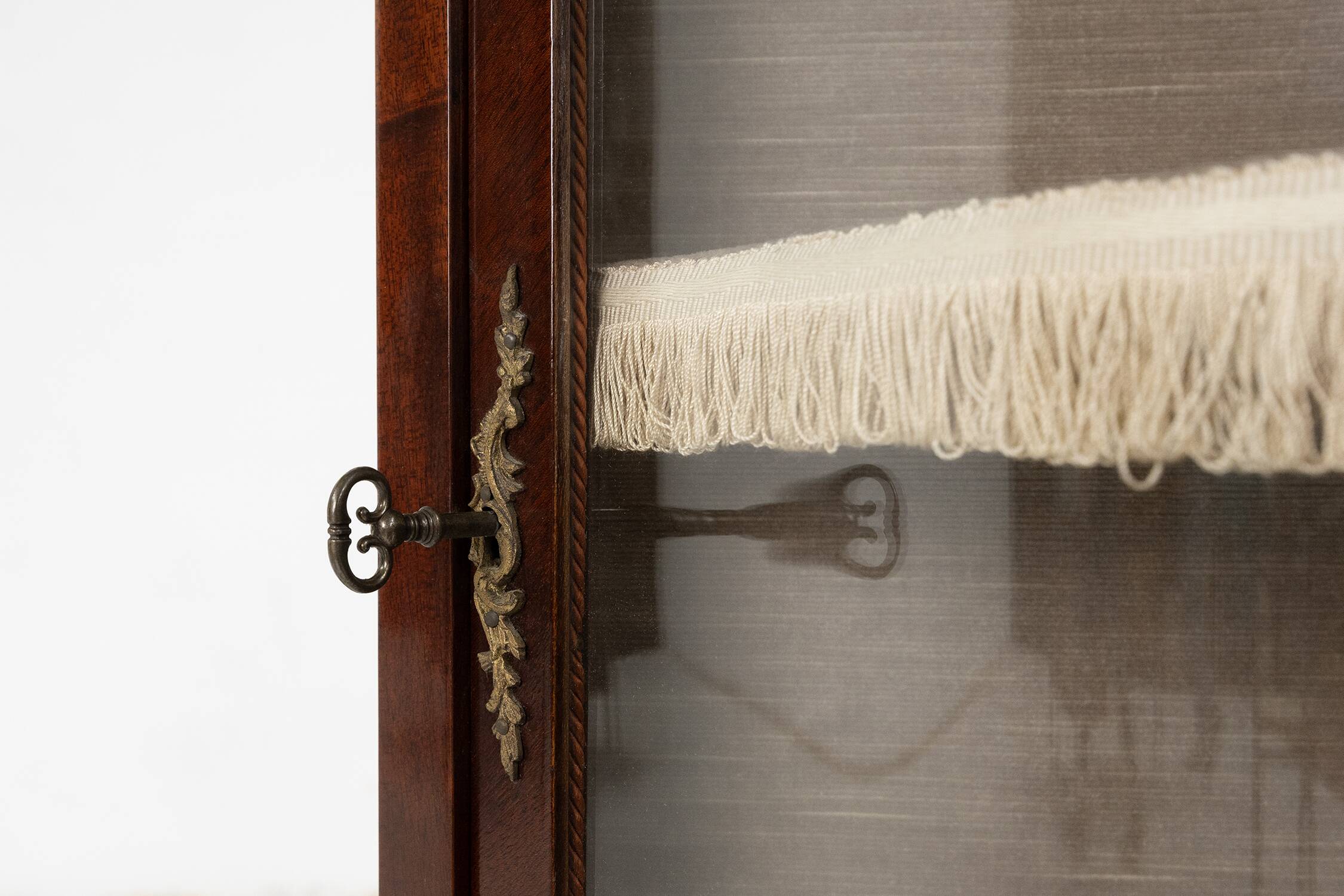 20th Century French Louis XV style corner display cabinet with arched glass, ca 1950
