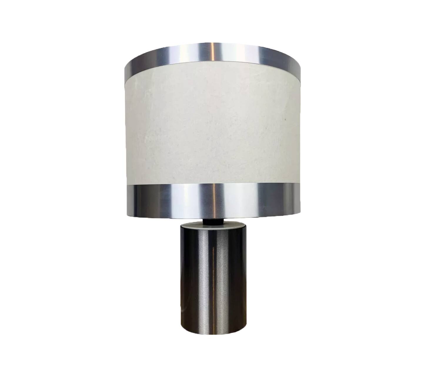 Vintage table lamp • gioffredo reggiani • cylinder • brushed steel • 1970