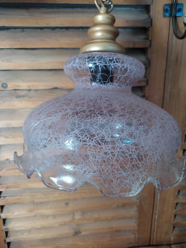 Original suspension lamp molded glass globe lace Rose edging dp 1122213