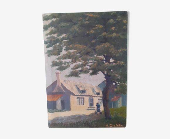 Tableau paysage maison bretonne