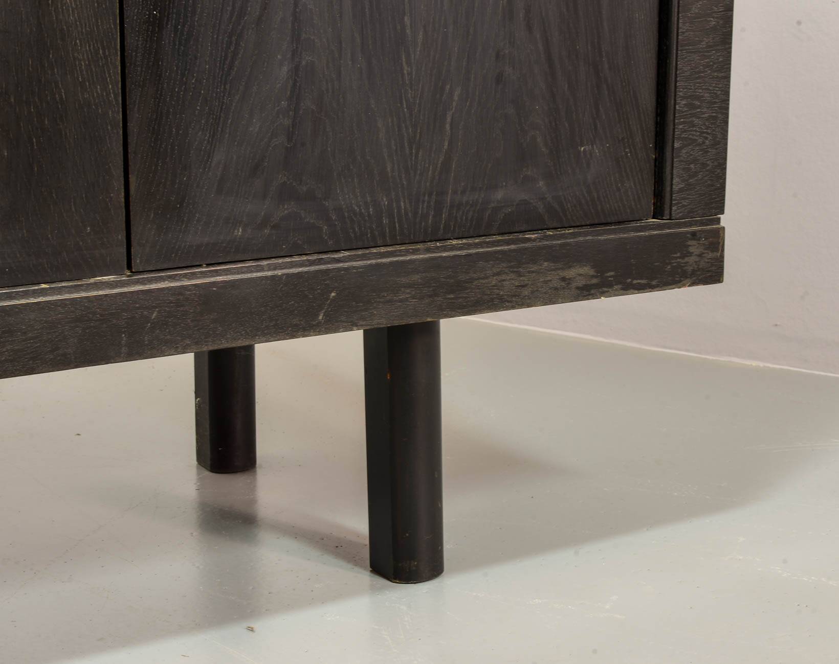 Large Brutalist Black Highboard with Red Accents Belgium 60s