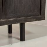 Large Brutalist Black Highboard with Red Accents Belgium 60s