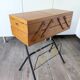 Worker sewing box door magazines steel wood scoubidou yellow vintage