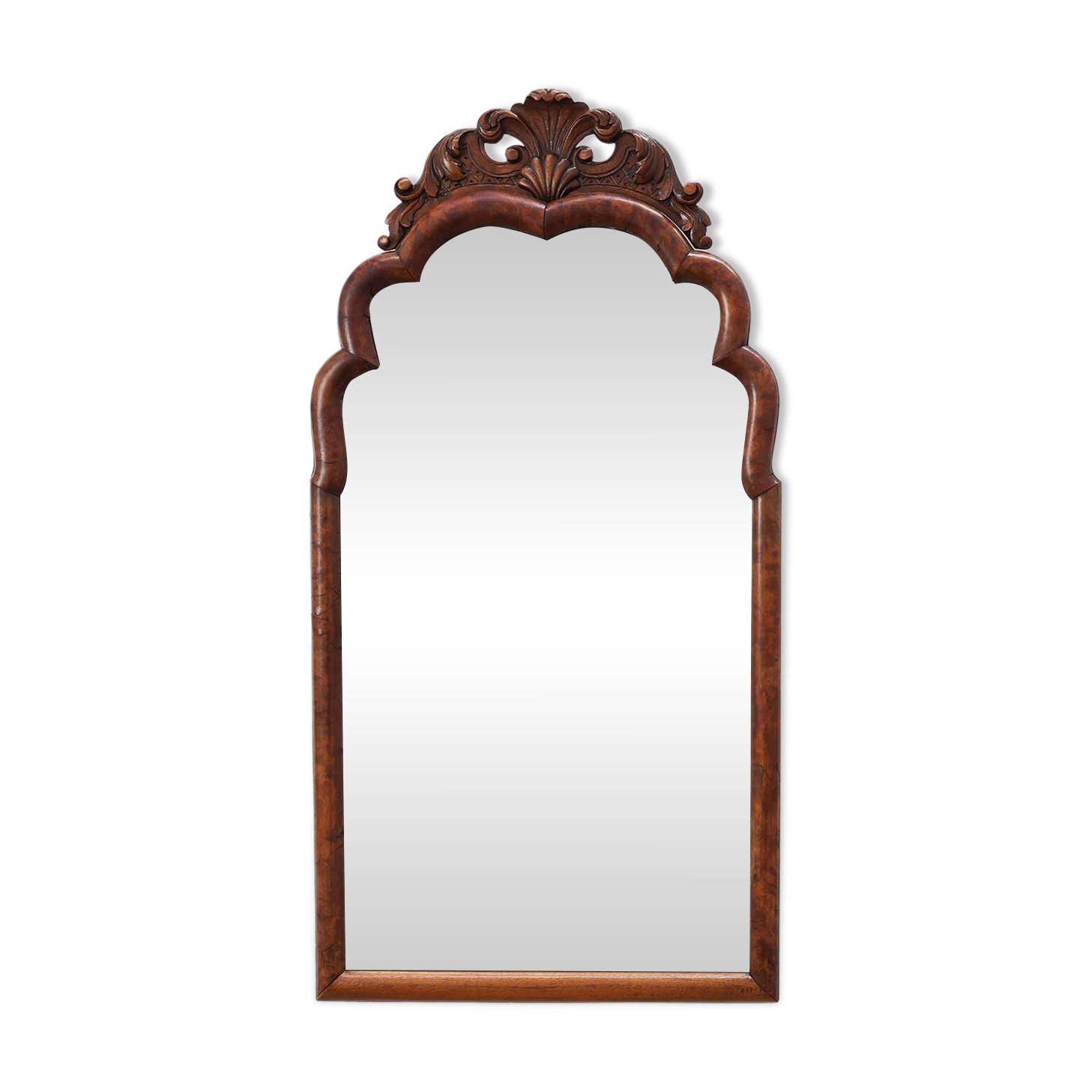 Louis XV style scalloped root veneer mirror, France late 19th century