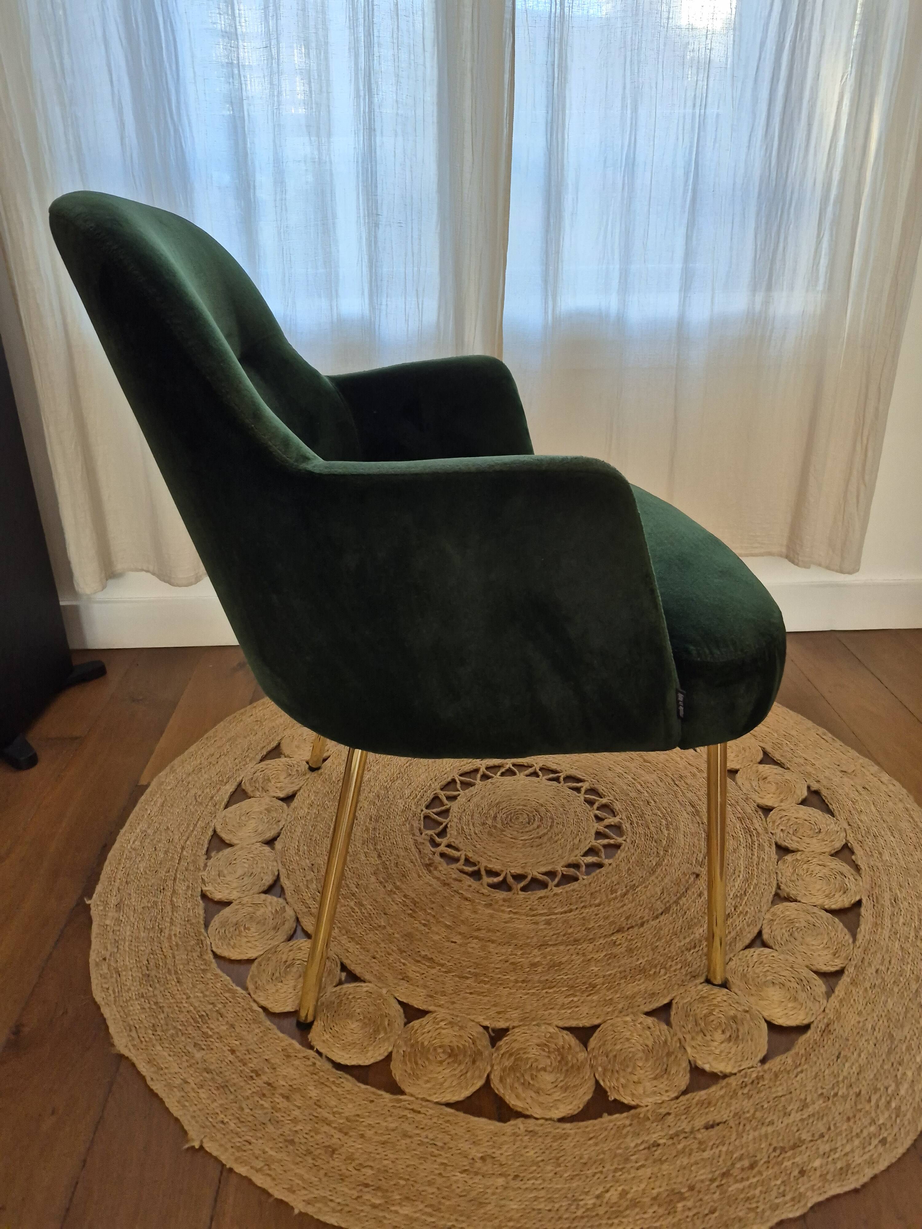 Fauteuil design italien torre 1961 – modèle da vinci 02 – velours vert