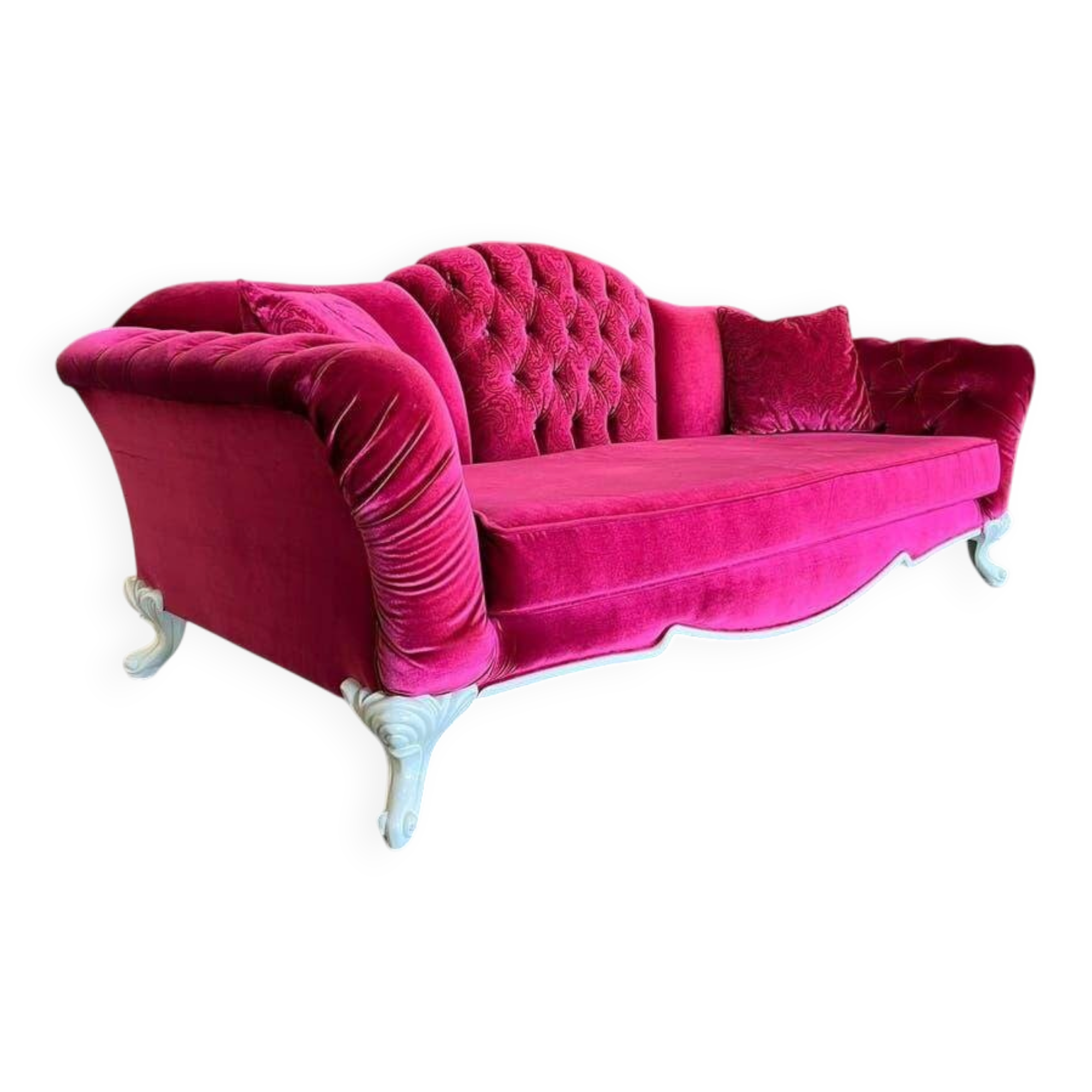 XL vintage fuchsia baroque armchair/sofa