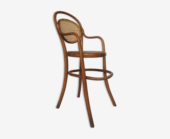 Children's high chair, curved beech and cannage 1960