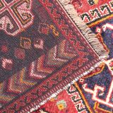 Hand made vintage persian rug traditional oriental red blue wool carpet 142x200cm