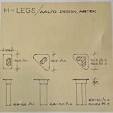 Large round vintage ash coffee table by Alvar Aalto, model "H-Legs"