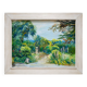 Jardin Méditerranéen – Peinture originale signée, paysage lumineux avec vue