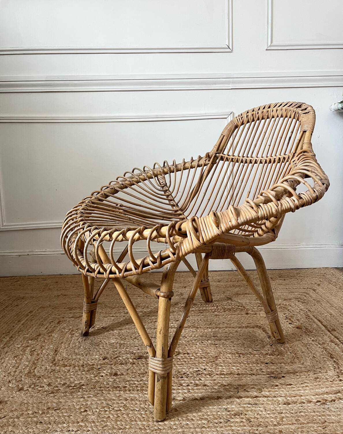 Fauteuil en rotin vintage